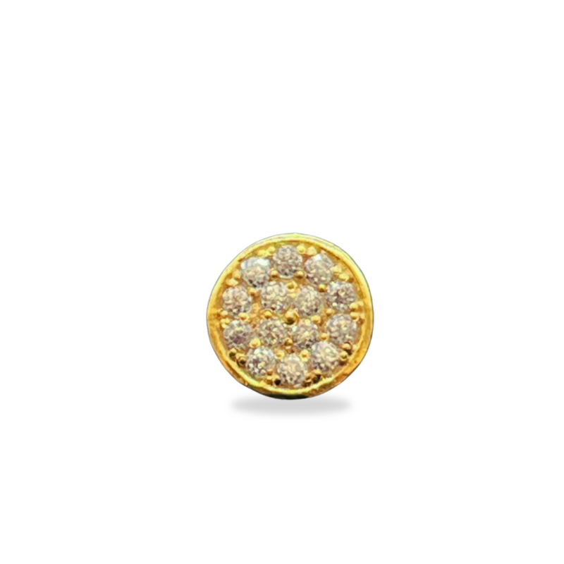 Mangal Royal 14k Solid Yellow Gold Round Screwback Gold NosePin